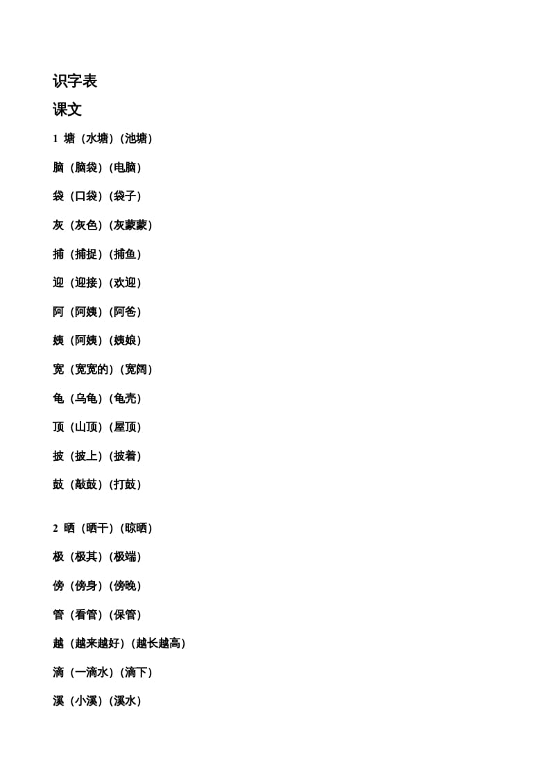 二年级语文上册生字表组词（部编）-马可蜜蜜题库网