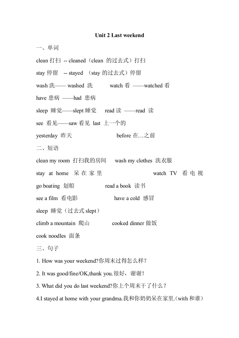 六年级英语下册Unit2单元知识梳理（2）-马可蜜蜜题库网