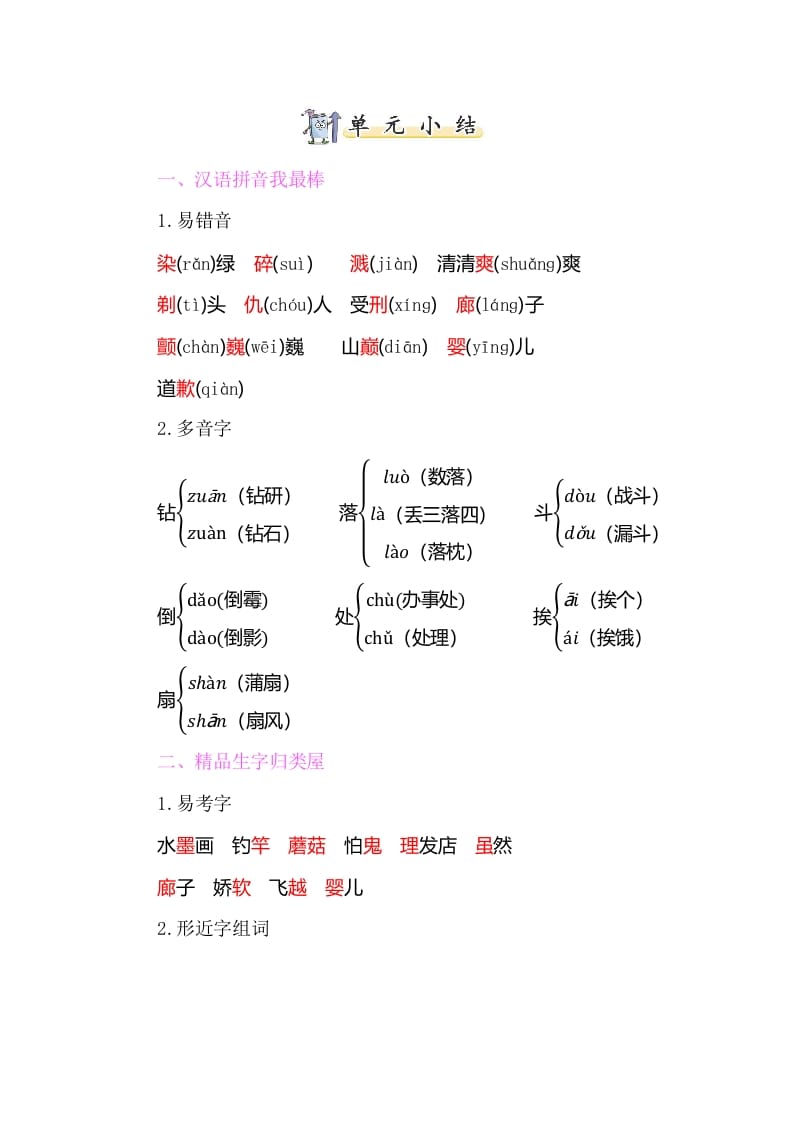 三年级语文下册知识小结-第六单元-马可蜜蜜题库网