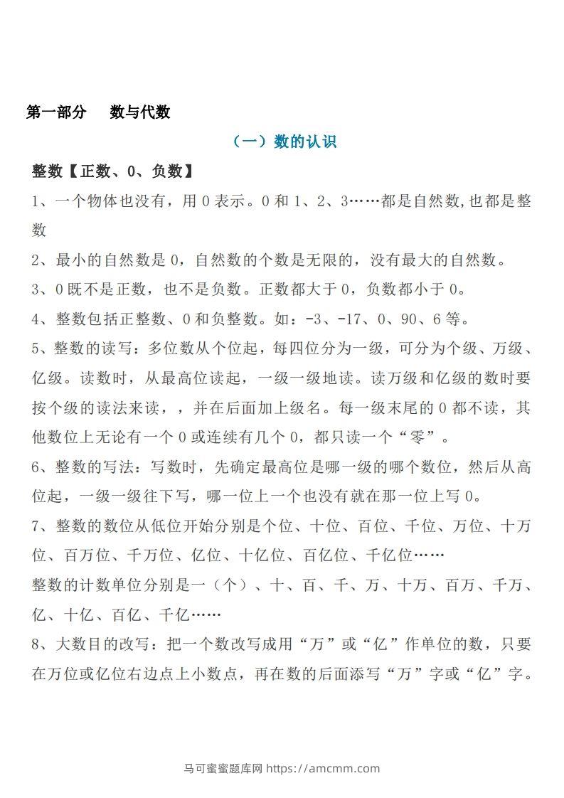 六下苏教版数学知识点汇总-马可蜜蜜题库网